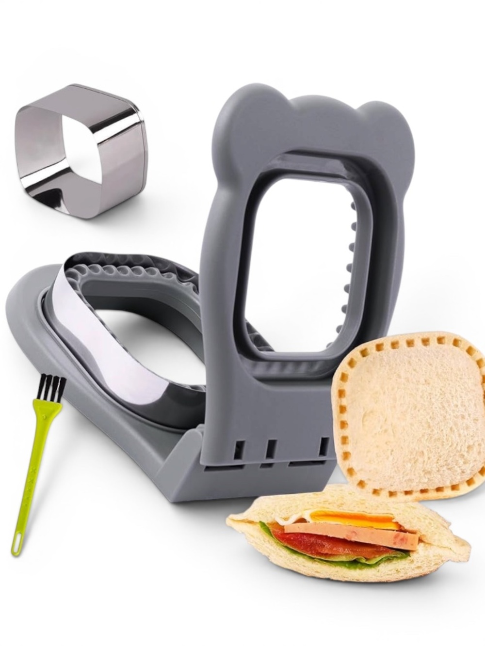 Uncrustables Sandwich Maker Cutter Sealer LEPCY Grey Square NIB PB&J Tool